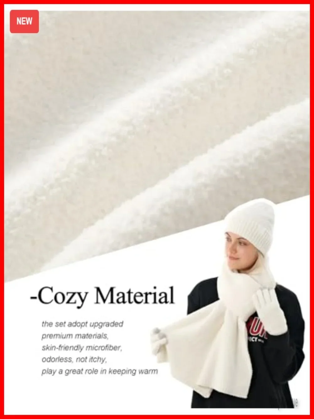 Winter Hat Scarf Gloves Set Touchscreen Knit Beanie Scarf Gloves Women